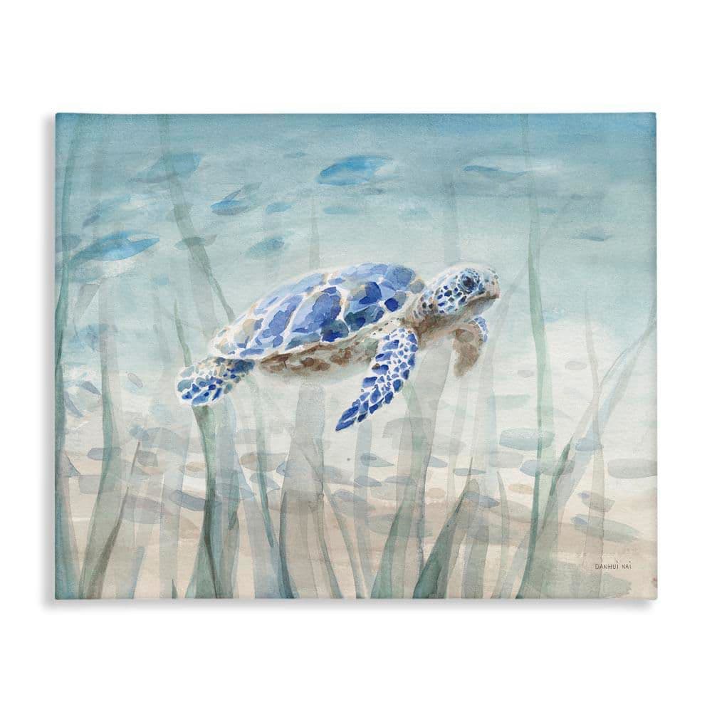 Baby Sea Turtle Blue Speckled Aquatic Animal Ocean by Danhui Nai Unframed Graphic Art Print Animal 20 in. x 16 in. price history on PriceWatchPro