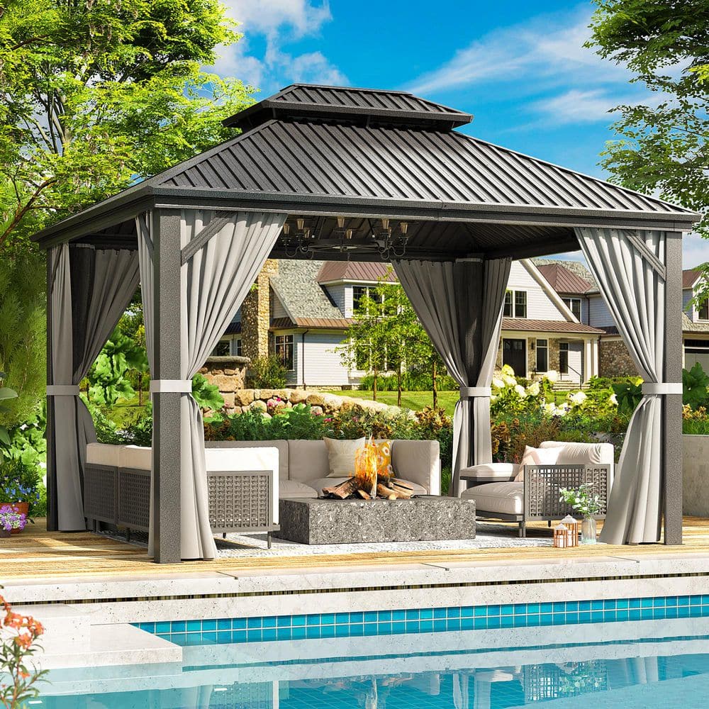 VIWAT 10 ft. x 12 ft. Hardtop Gazebo with Aluminum Frame VIWAT 10 ft. x 12 ft. Hardtop Gazebo with Aluminum Frame