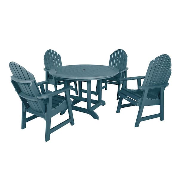 Highwood Hamilton Nantucket Blue 5-Piece Recycled Plastic Round Outdoor Dining Set