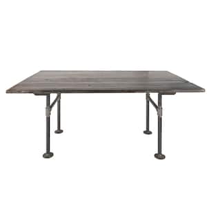 60 in. x 36 in. x 29.5 in. Boulder Black Restore Wood Dining Table with Industrial Steel Pipe Legs