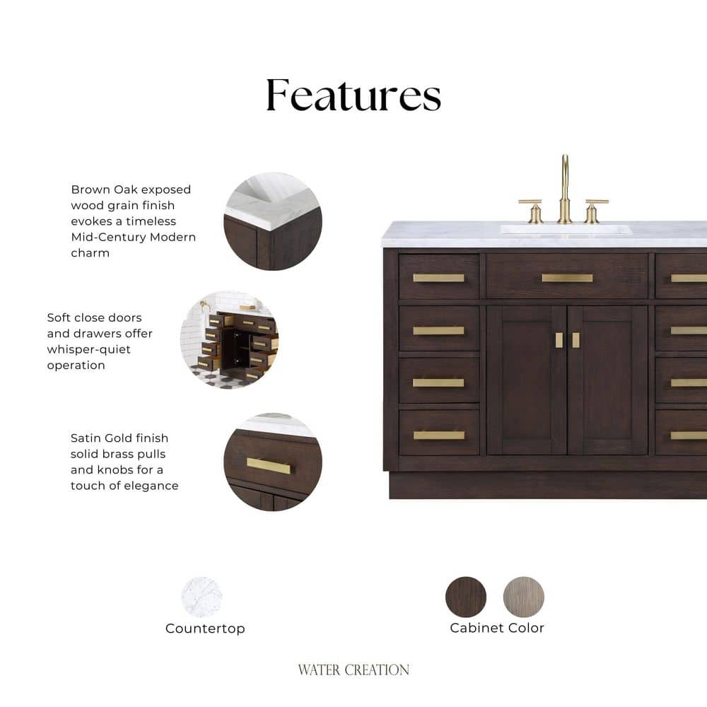 Chestnut 48" Brown Pine Vanity with White Ceramic Sink