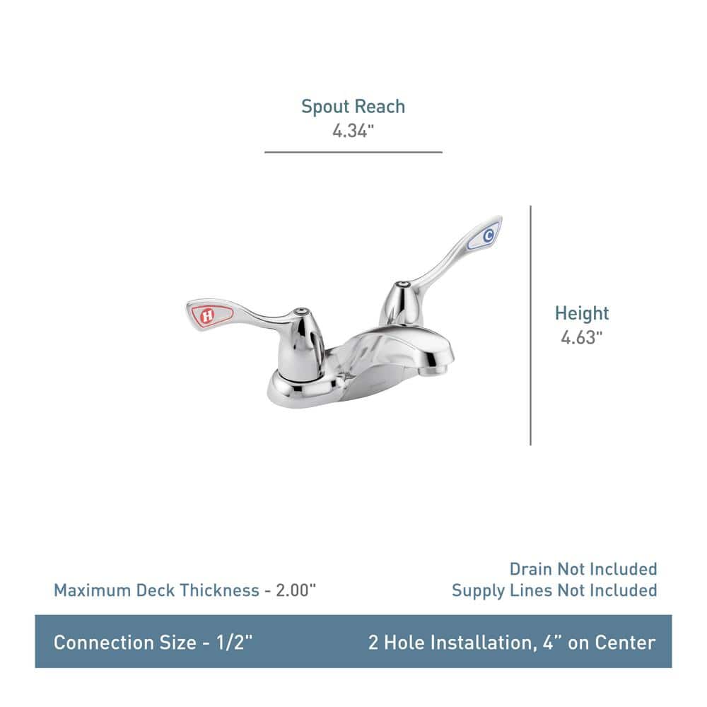 Chrome Modern Double Handle Centerset Bathroom Faucet