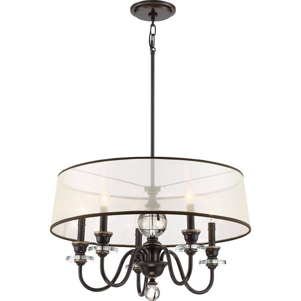 Palladian Bronze and Crystal 5-Light Candle Chandelier
