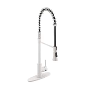 Single Handle Spring Pull Down Sprayer Kitchen Faucet in Brushed Nickel