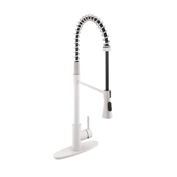 cadeninc Single Handle Spring Pull Down Sprayer Kitchen Faucet in Brushed Nickel