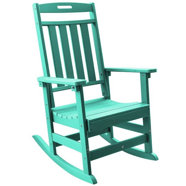 UPLAND Aruba Blue HDPE Plastic Outdoor Rocking Chair, Porch Deck Rocker
