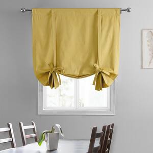 Light Ochre Solid Cotton 46 in. W x 63 in. L Room Darkening Rod Pocket Tie-Up Window Shade (1 Panel)