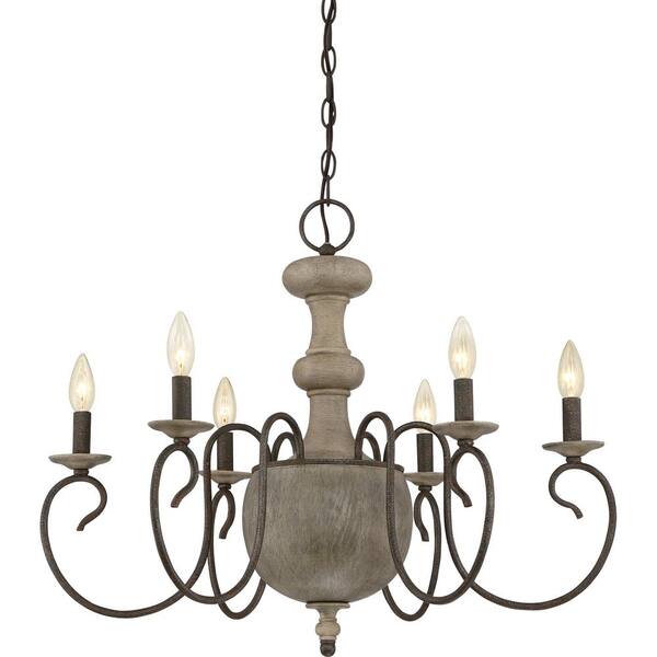 Quoizel Castile 6-Light Rustic Black Candle-Style Chandelier