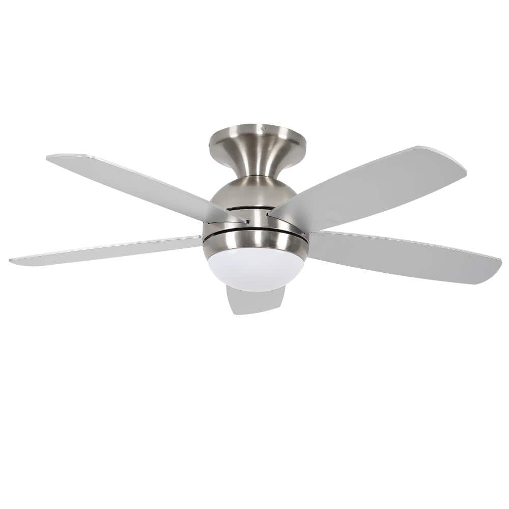 52 in. Nickel Flush Mount Standard Ceiling Fan with Reversible Blades,LED Light and Remote Included price history on PriceWatchPro