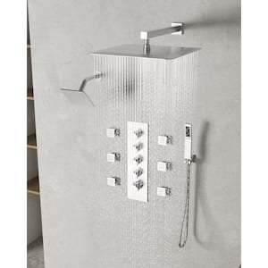 15-Spray  Fixed and Handheld Shower Head with 16 in. Wall Mount Dual Shower Heads in Brushed Nickel