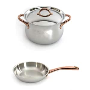 Ouro Gold 3-Piece 18/10-Stainless Steel Starter Set with SS Lid and Rose Gold Handles