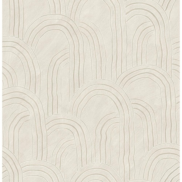A-Street Prints Cabo Beige Rippled Arches Strippable Non-Woven Paper Wallpaper Sample