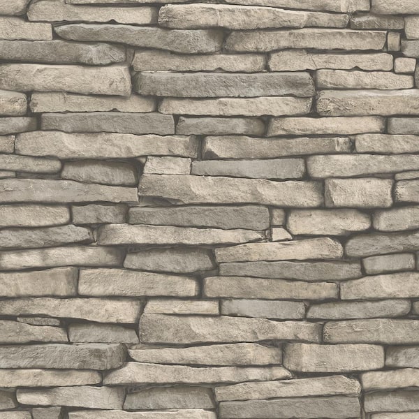 Teamson Kids Brown Hickory Creek Stone Peel and Stick Wallpaper Sample