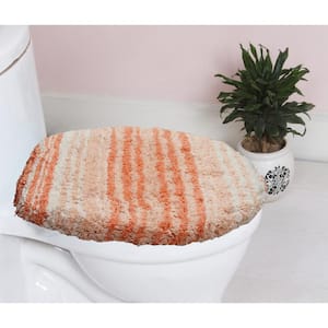 100% Cotton Gradiation Collection Machine Washable 18x18 Toilet Lid Cover, Coral