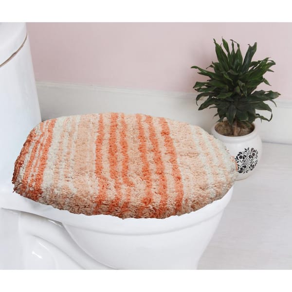 HOME WEAVERS INC 100% Cotton Gradiation Collection Machine Washable 18x18 Toilet Lid Cover, Coral