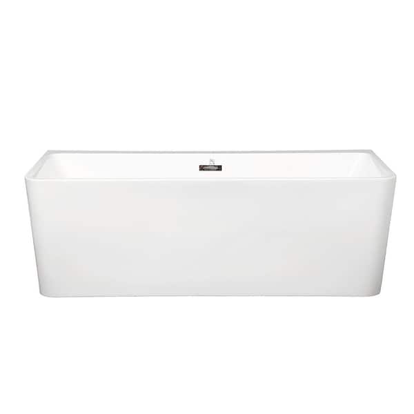 Unbranded 55.16 in. Acrylic Flatbottom Non-Whirlpool Freestanding Bathtub in White