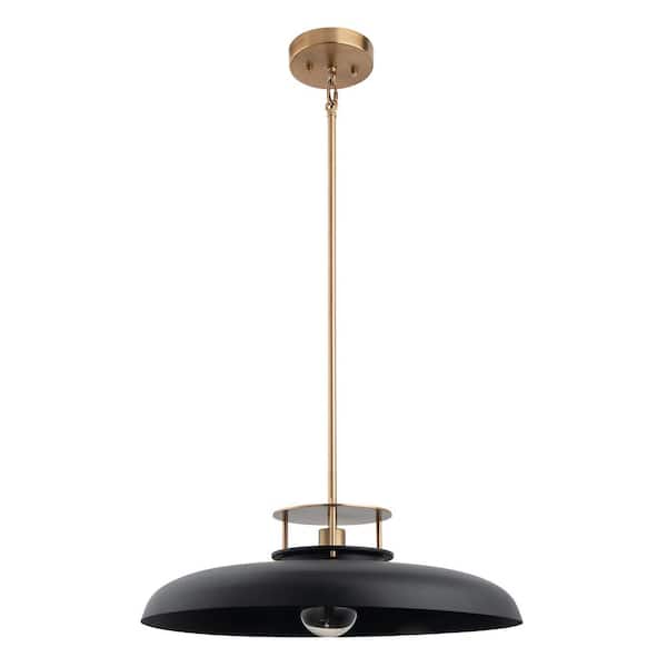 Beacon 20 in. 1-Light Black and Gold Chandelier Hanging Pendant light