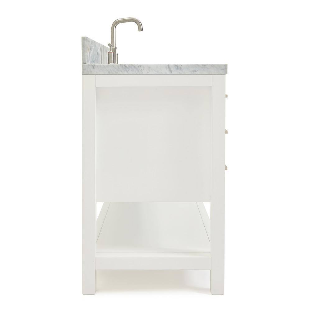 Magnolia 55" White Solid Wood Single Vanity with Carrara Top