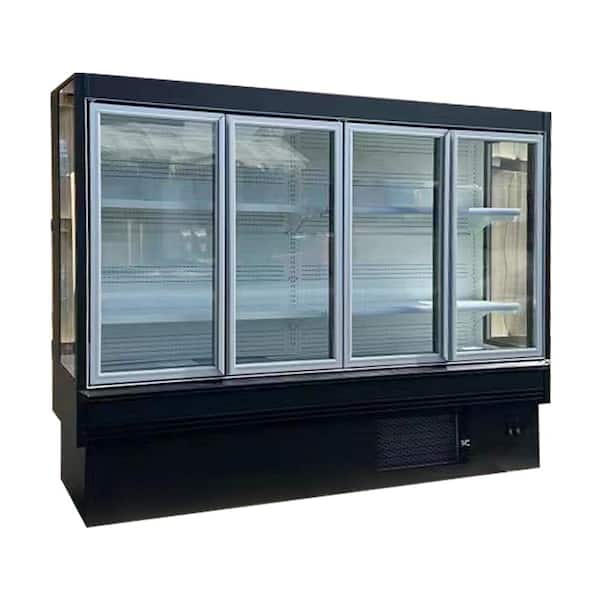 Cooler Depot 102 in.W 36 cu. ft. 4 Glass Door Commercial Upright Display Refrigerator Flower Cooler in Black