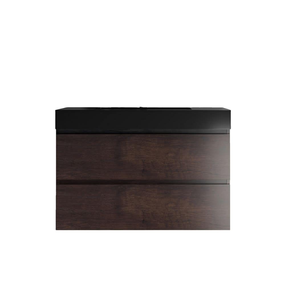 36 in. Single Sink Rose Wood Floating Bath Vanity with Black Solid Surface Top Pre-Assembled price history on PriceWatchPro