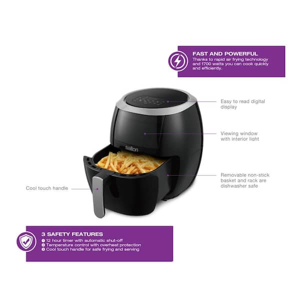 Delm Air Fryer 8 in 1 Easy Clean Basket 6.3 QT With Recipe Book - Small Air  Fryer Hot Oven Oilless Cooker LED Touch Digital Scree - Airfryer Preheat