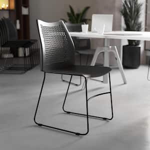 Plastic Stackable Chair with Air-Vent Back in Black