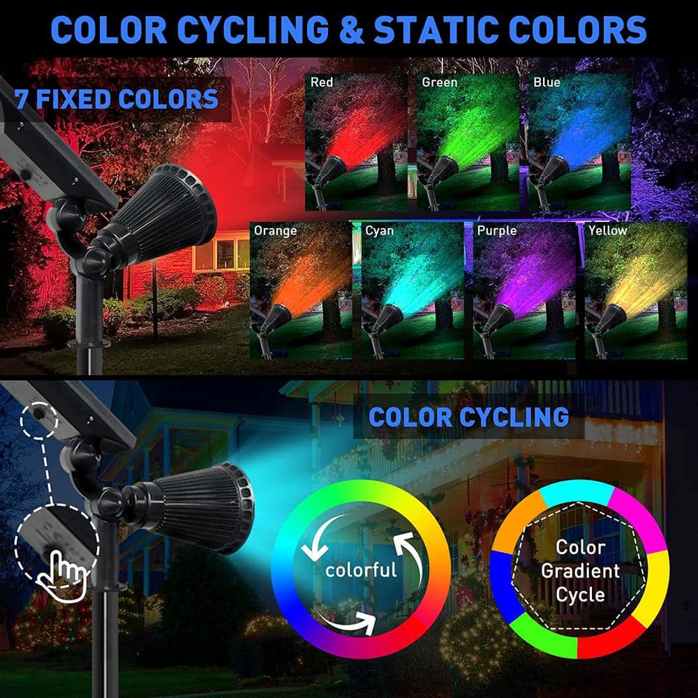 Color Changing Solar LED Outdoor Spotlight Set - 4 Pack
