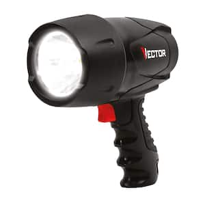 600 Lumen LED Waterproof Handheld Spotlight, Rechargeable, Includes 120V AC Home Charger and 12V DC Car Charger