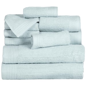 10-Piece B1-White Ribbed 100% Cotton Bath Towel Set 237474ZVR