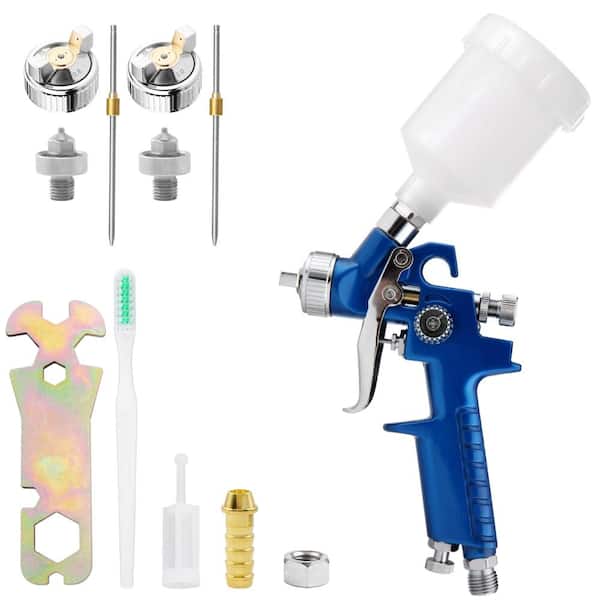 Mini HVLP Air Spray Gun Kit with 0.8 mm and 1.0 mm Nozzles 125 cc Cup for Spot Repair and Detail Work