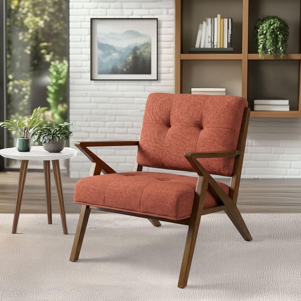 INK+IVY Rocket 34 in. Orange Tufted Microfiber Arm Chair FPF18