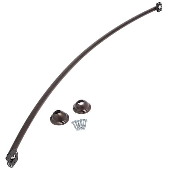 60 in. Curved Shower Rod with Pivoting Flanges in Old World Bronze