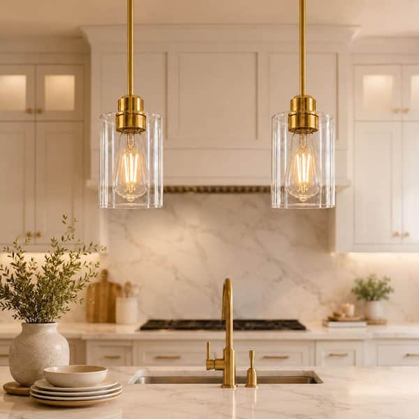 4 in.1-Light Gold Modern Pendant Light Farmhouse Hanging Fixture for Kitchen Island and Dining Room