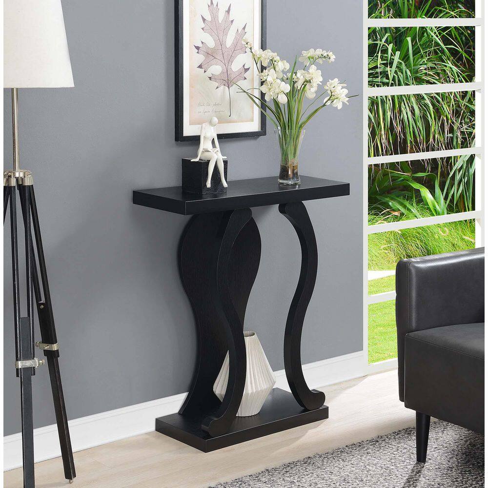 Black Wood and Metal Console Table with Storage