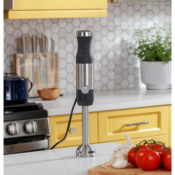 2-Speed Stainless Steel Immersion Hand Blender with Whisk, Blending, and  Chopping Jar Attachments