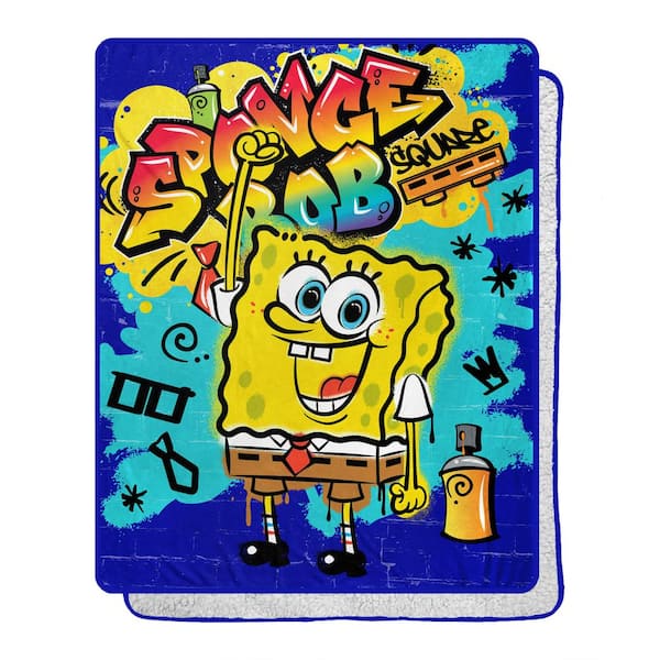 THE NORTHWEST GROUP Spongebob Graffiti Bob Multi-Colored Silk Touch Sherpa  Throw Blanket 1BOB200000001RET - The Home Depot