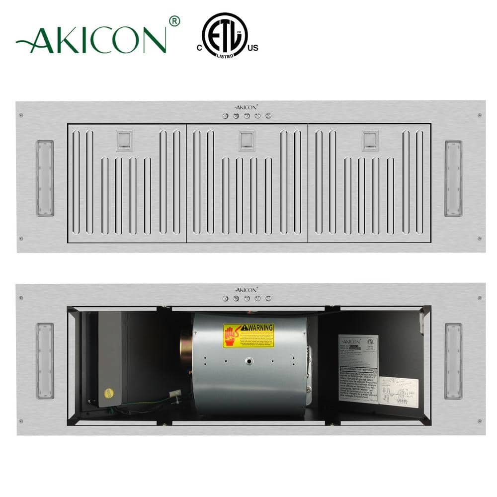 Akicon 36-Inch Stainless Steel Insert Range Hood with LED Lights