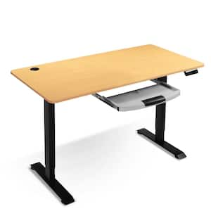 48 in. x 24 in. Rectangular Bamboo Wood Height Adjustable Electric Standing Desk with Keyboard Tray