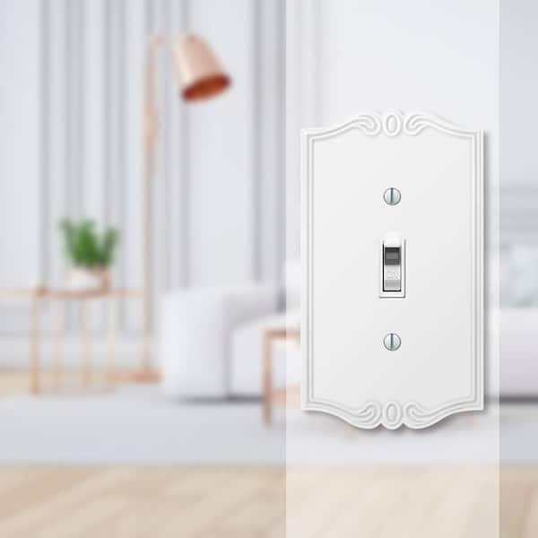 Charleston 1 Gang Toggle Composite Wall Plate - White