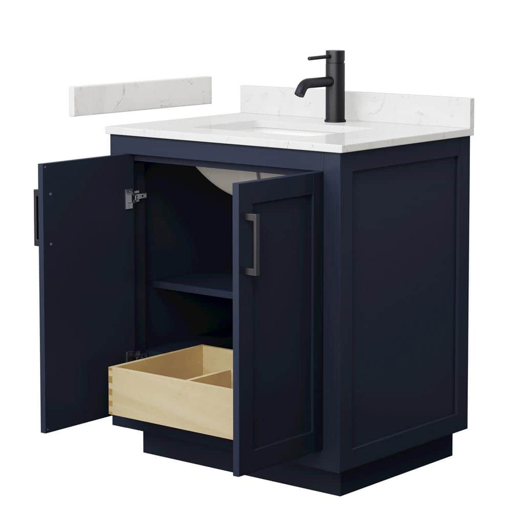 Miranda Dark Blue 30" Freestanding Single Bathroom Vanity with Marble Top