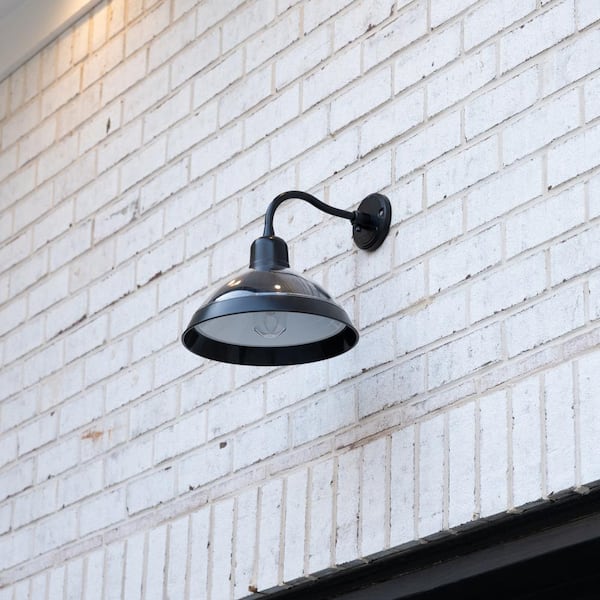 GAMA SONIC Carriage Black Solar Barn Light Sconce, Outdoor Weather