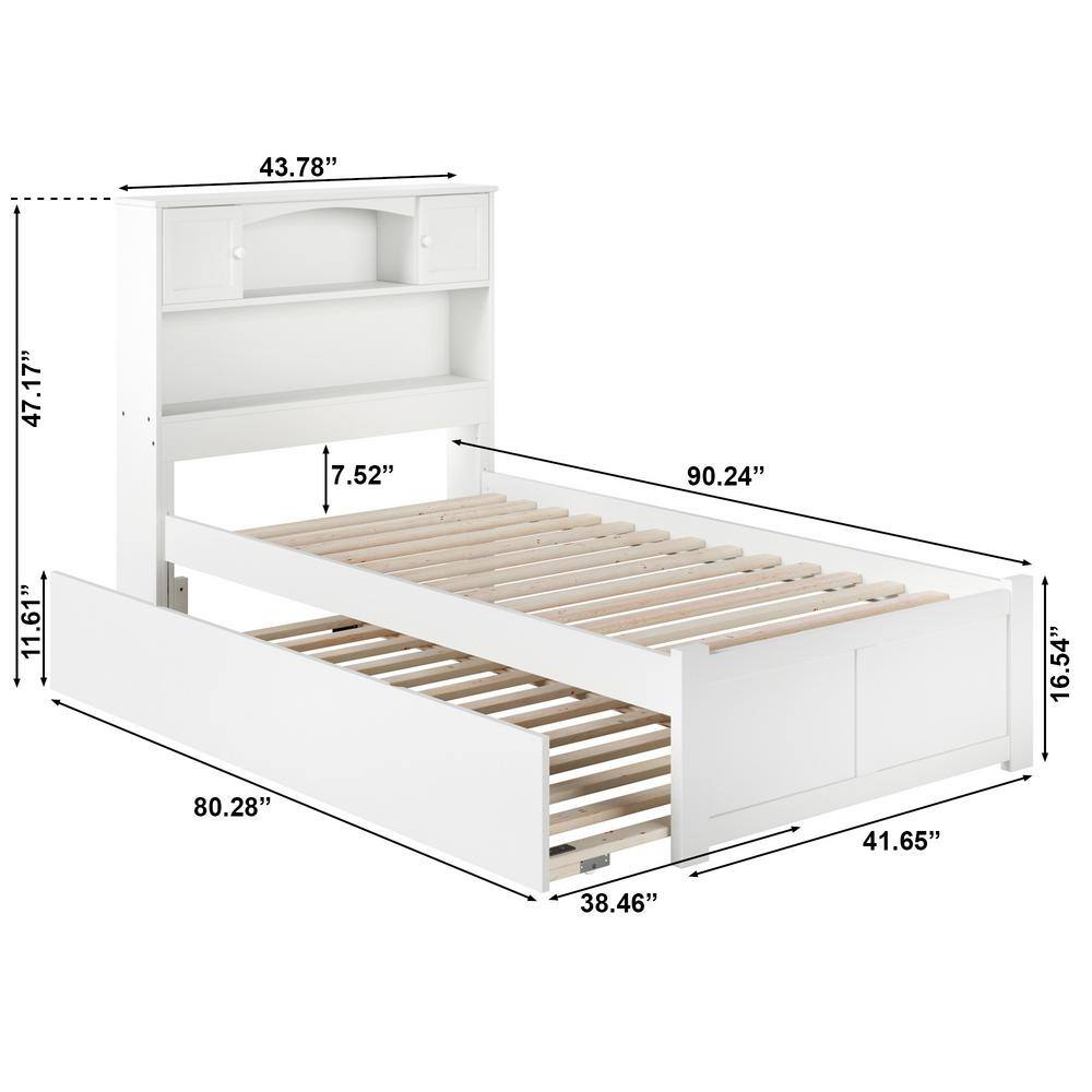 Newport Twin Extra Long Bed with Footboard and Twin Extra Long Trundle in White