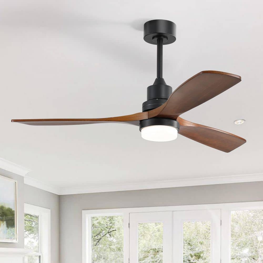 52 in. Indoor/Outdoor Black Ceiling Fan Integrated LED with Light Kit and Remote Control price history on PriceWatchPro
