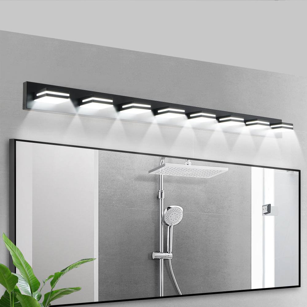63 in. 8-Light Matte Black LED Vanity Light, Extra Wide Bathroom Wall Sconce, Rust-Proof Iron, Integrated LED price history on PriceWatchPro