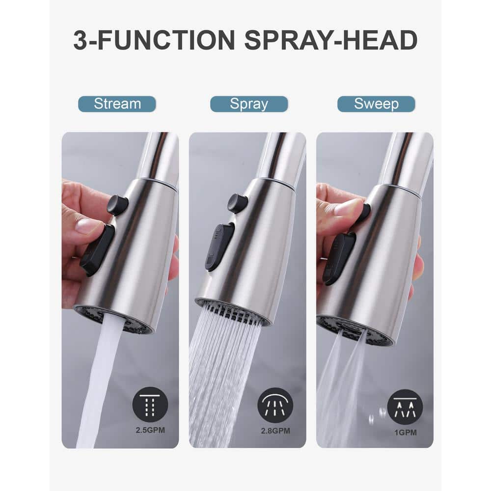 Brushed Nickel Single Handle Pull-Down Kitchen Faucet