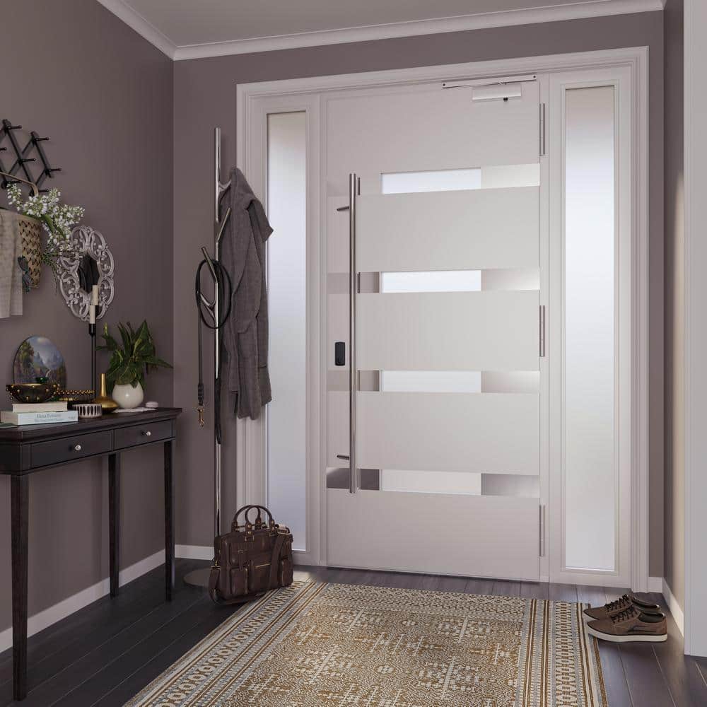Aura Anthracite Zinc-Galvanized Steel Front Door with Frosted Glass