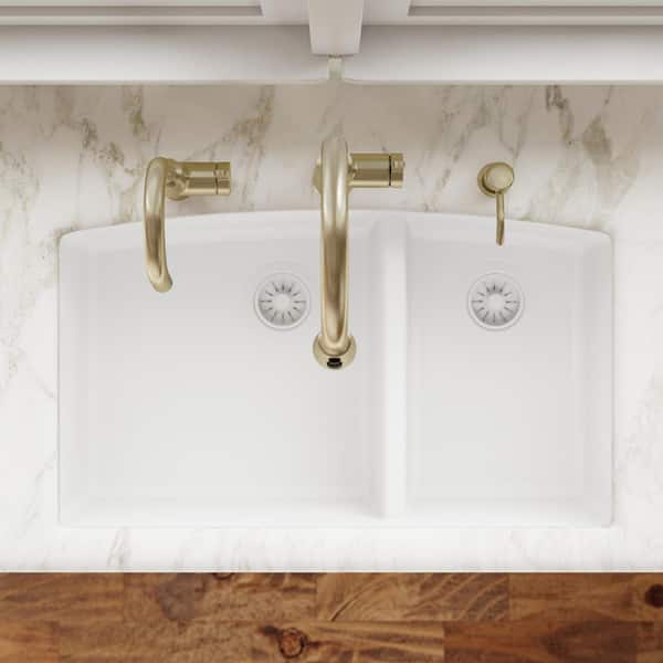 Karran Undermount Quartz Composite 32 in. 60/40 Double Bowl