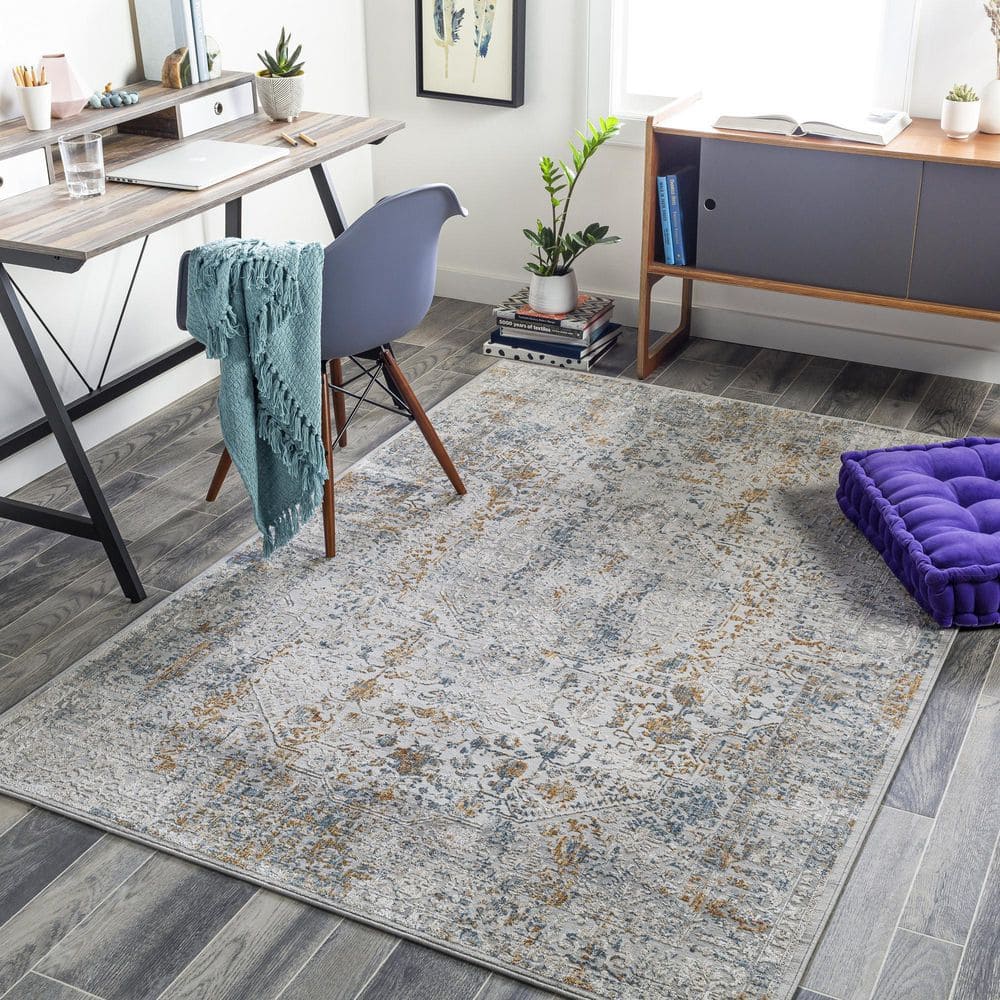 マルコ カリーユ　ブルー　C75L リュミエス　グレー　C75L 洗濯済み Livabliss Carmel Blue Traditional Abstract 7 ft. x 10 ft. Area Rug