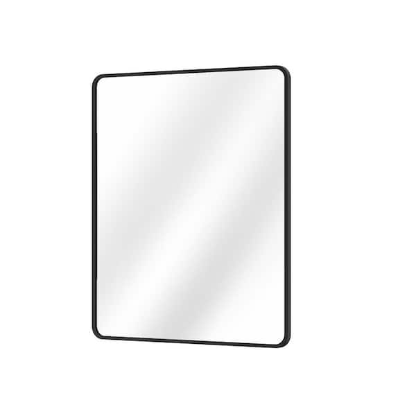 Modern 24 in. W x 32 in. H Rectangular Framed Wall Bathroom Vanity Mirror in Matte Black