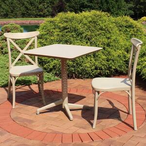 Bellemead All-Weather Coffee Fiberglass Reinforced Polypropylene 3-Piece Plastic Indoor/Outdoor Table and Chairs Set